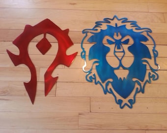 WORLD of WARCRAFT - Alliance and the Horde, Metal Art, Decor, WOW, Gamer, Gaming, Man Cave