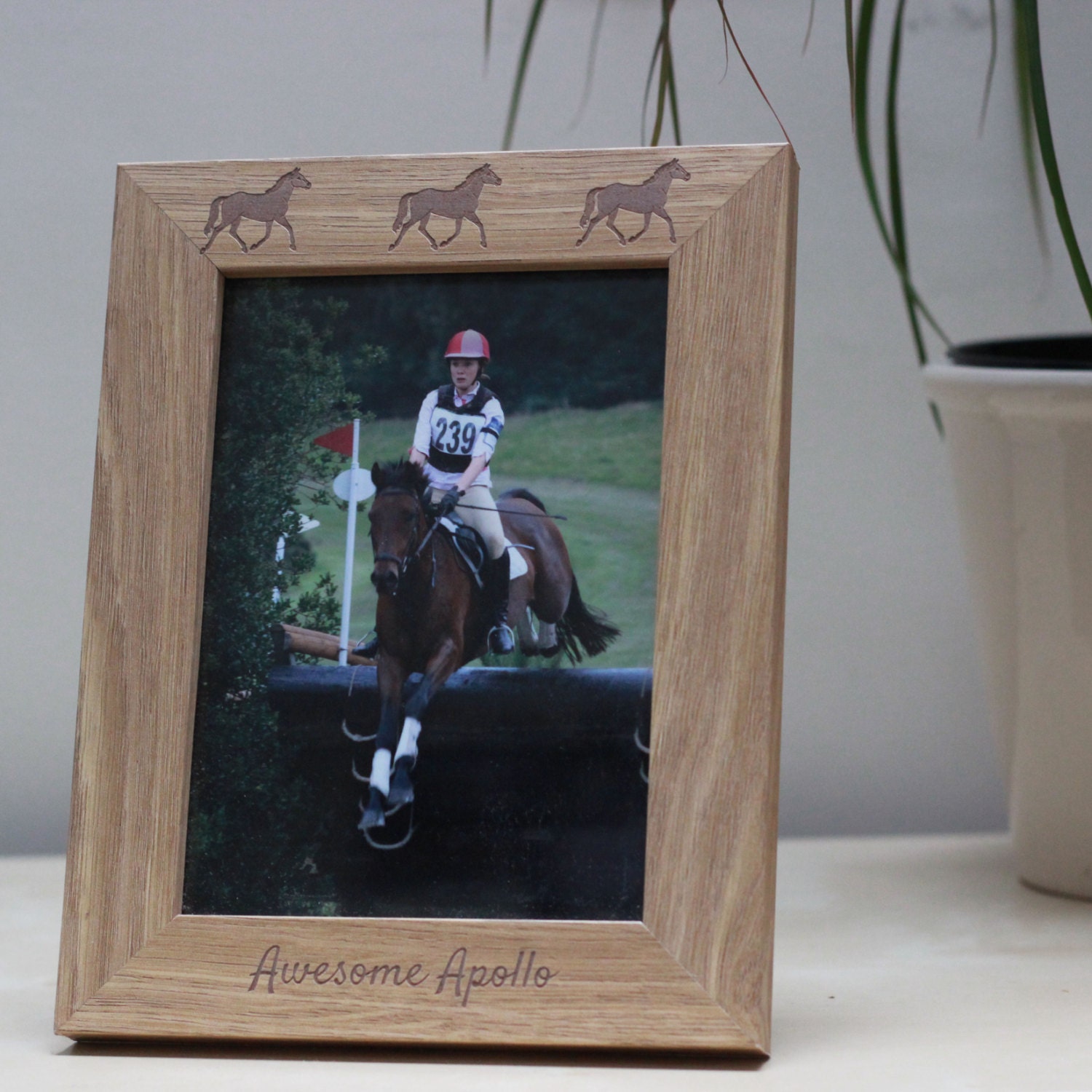 Detailed and Personalised Horse Frame with Name and Horses