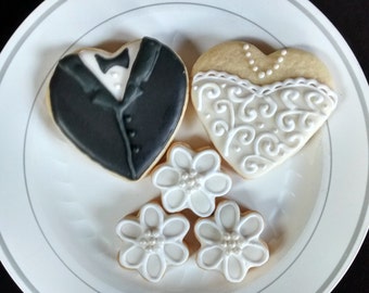 Wedding bride dress sugar cookies wedding dress decorated