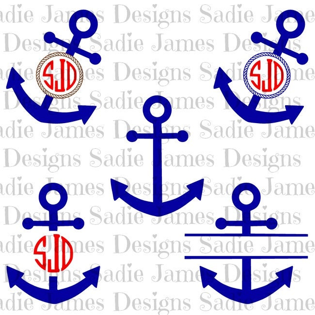 Download Anchor Monogram Split SVG and Silhouette Studio cutting file