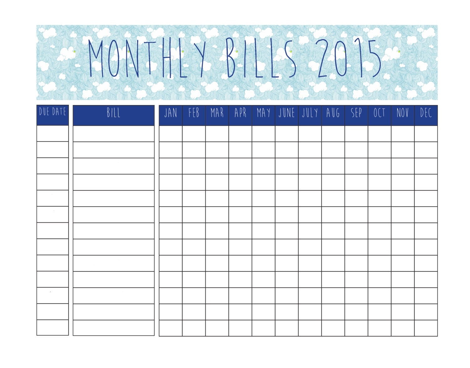 budget calendar printable