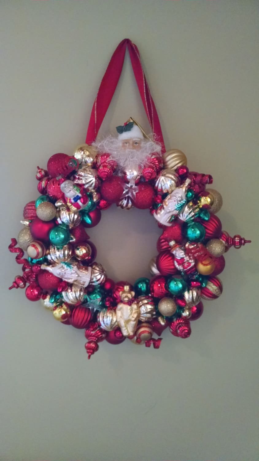 30% OFF SALE***Traditional Christmas Ornament Wreath - Red, Green and Gold Holiday Wreath