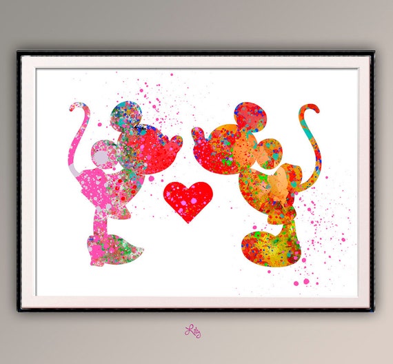 Minnie and Mickey with heart symbol from Walt by LilytheLovely