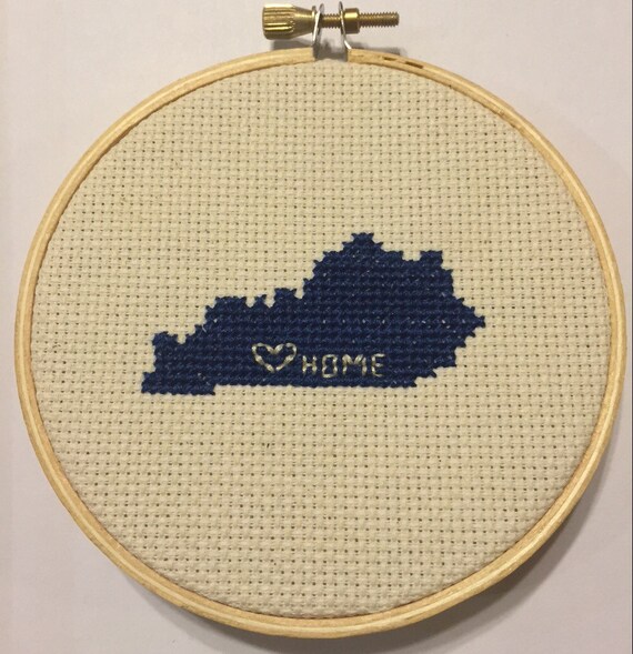 Kentucky cross stitch home state art my old by LittleCornerNest