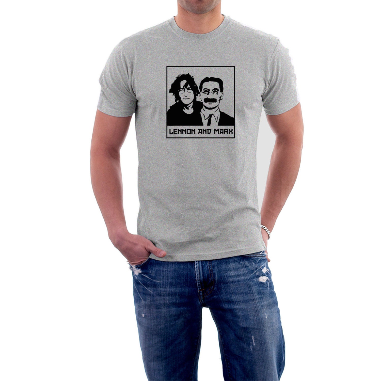 Lennon and Marx T-shirt. Music Movies. John & Groucho Marx