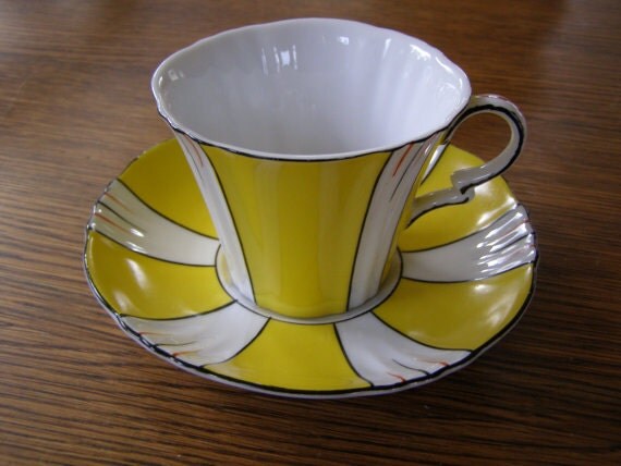 Tea Cup vintage cup  Japan Yellow etsy Vintage NC & tea Saucer