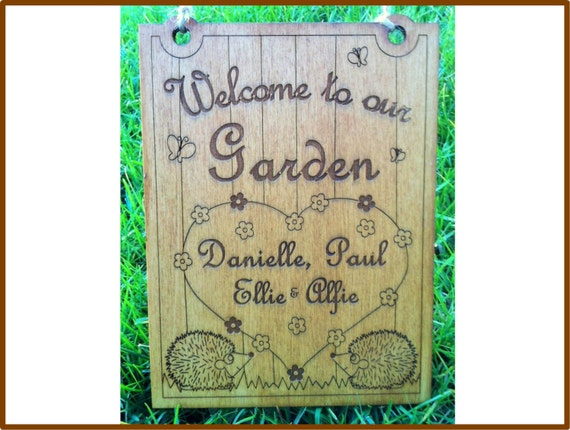 A personalised wooden Garden Sign