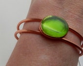 Recycle Glass Cuff Bracelet, Green Glass