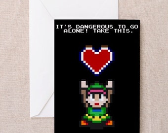 Items similar to Wedding It's Dangerous To Go Alone Geeky Greeting Card ...