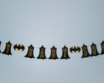 Batman Baby Shower Banner Super Hero Banner Black and Yellow (584B)