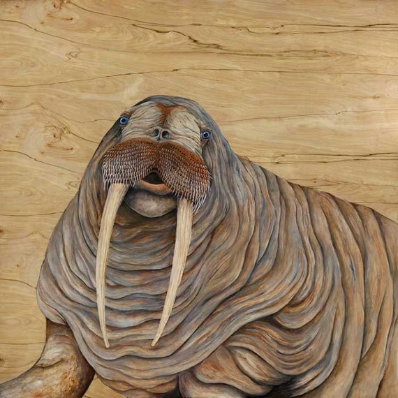 Walrus art / original walrus painting / animal artwork