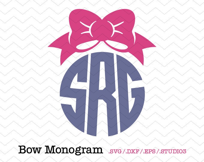 Download Bow Circle Monogram Label SVG DXF EPS Studio3 Cut File