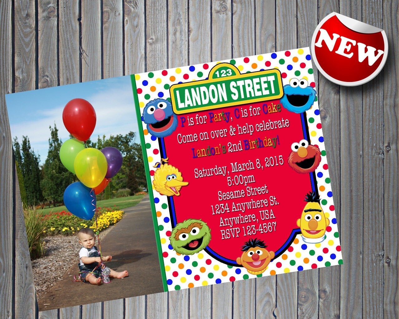 Sesame Street Invitation with Photo Printable Sesame Street