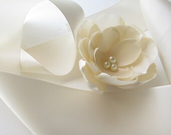Ivory Double Face Satin Ribbon / Ivory Ribbon / Ribbon by the yard / Ivory Flower NOT included