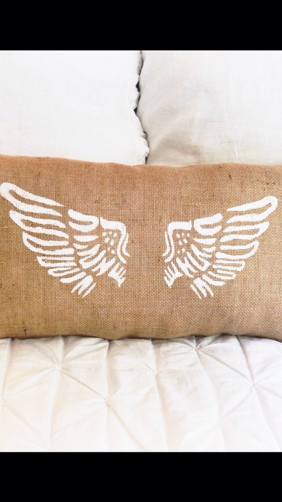 Burlap PillowAngel Wings