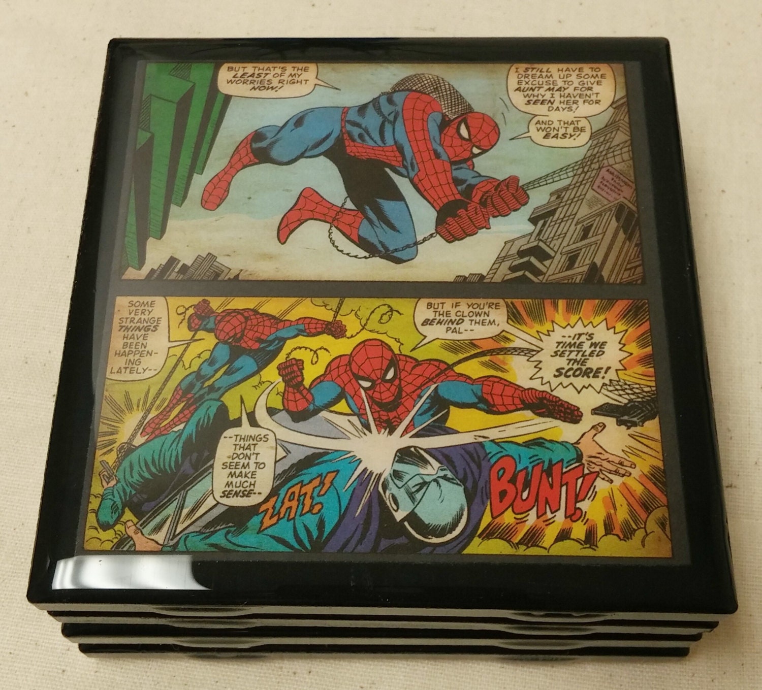 Spider-Man Comic Ceramic Tile Coasters by JazitupwithJen on Etsy