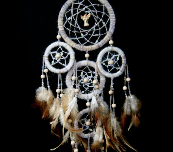 LARGE DREAM CATCHER with Angel 5 ring/circles by PomPomHandicrafts