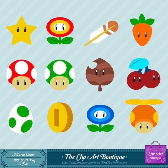 50% Mario objects Clipart illustration by TheClipArtBoutique