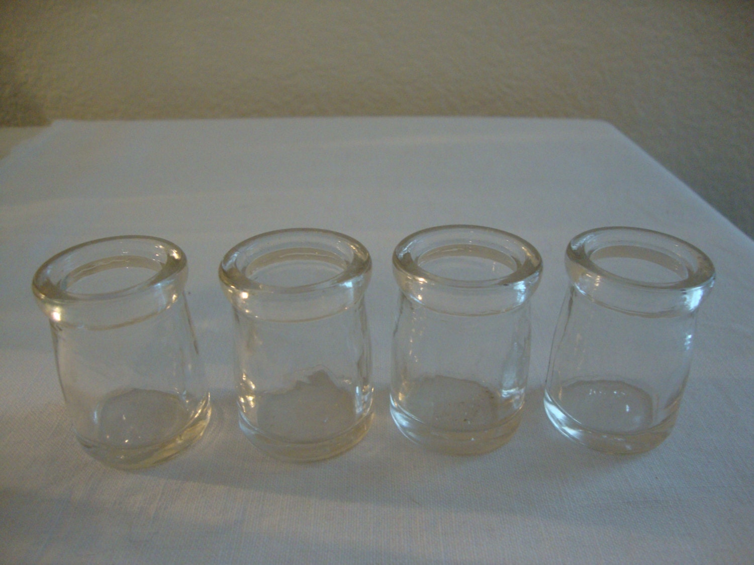 4 LOT Vintage Clear Glass Coffee & Tea Individual CREAMER BOTTLES Tea