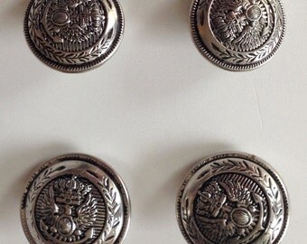 Silver Nautical Metal Buttons, Vintage