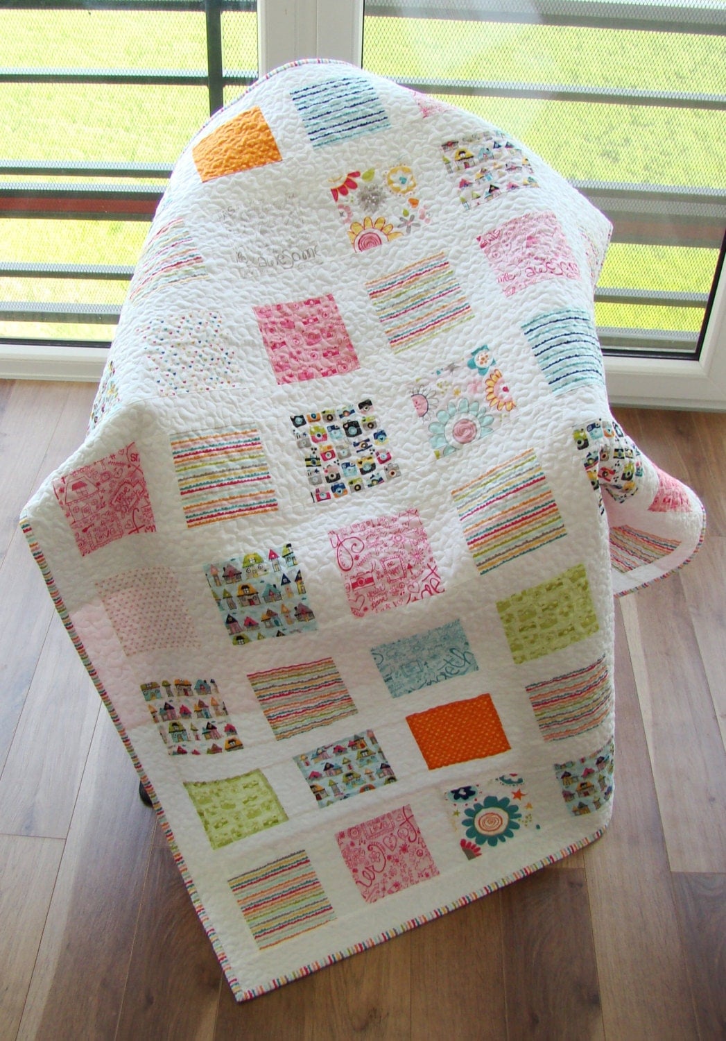 Modern Baby Quilt. Kid Quilt. Toddler Quilt. by Hearttoheartquilts