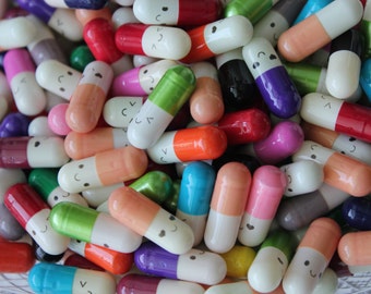 50 Kawaii Wish Pills, Wish Pills, Message Pills, Happy Pills, Emotion Pills, Macaron Box accessories, Wishes, and Messages