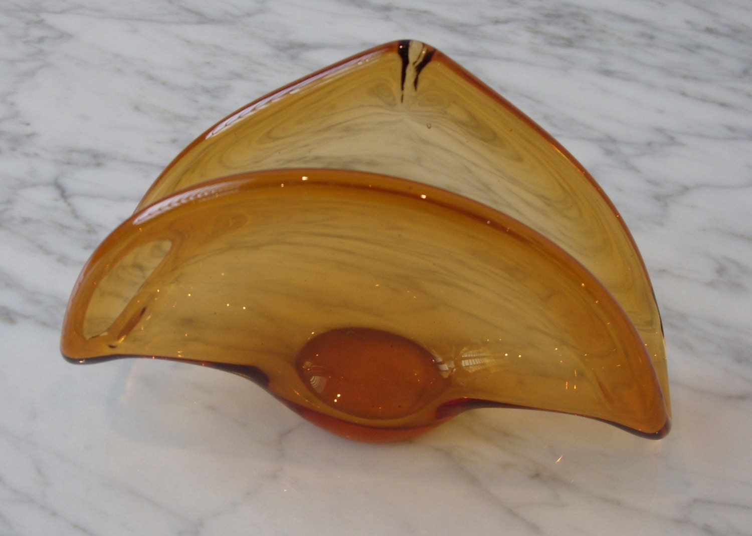 Vintage Retro Amber Art Glass Napkin Holder