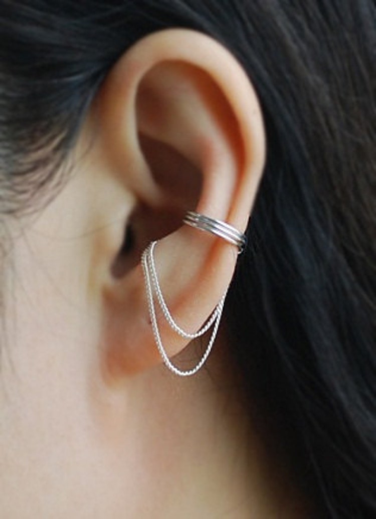 Cartilage Ear Cuff with Chain Ear Jacket Ear by TakeOnMe7 on Etsy