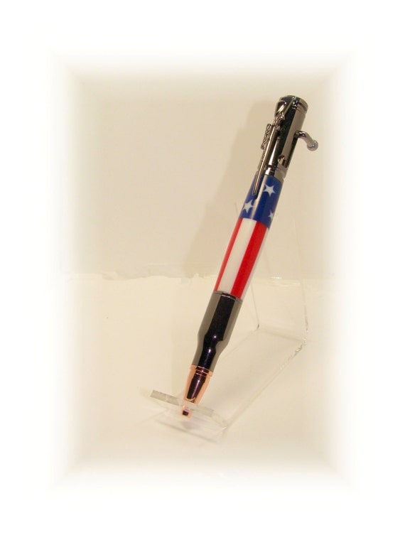 30 Caliber Gunmetal Bolt Action Patriotic Pen