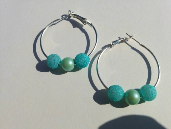 Teal hoop earrings Clearance
