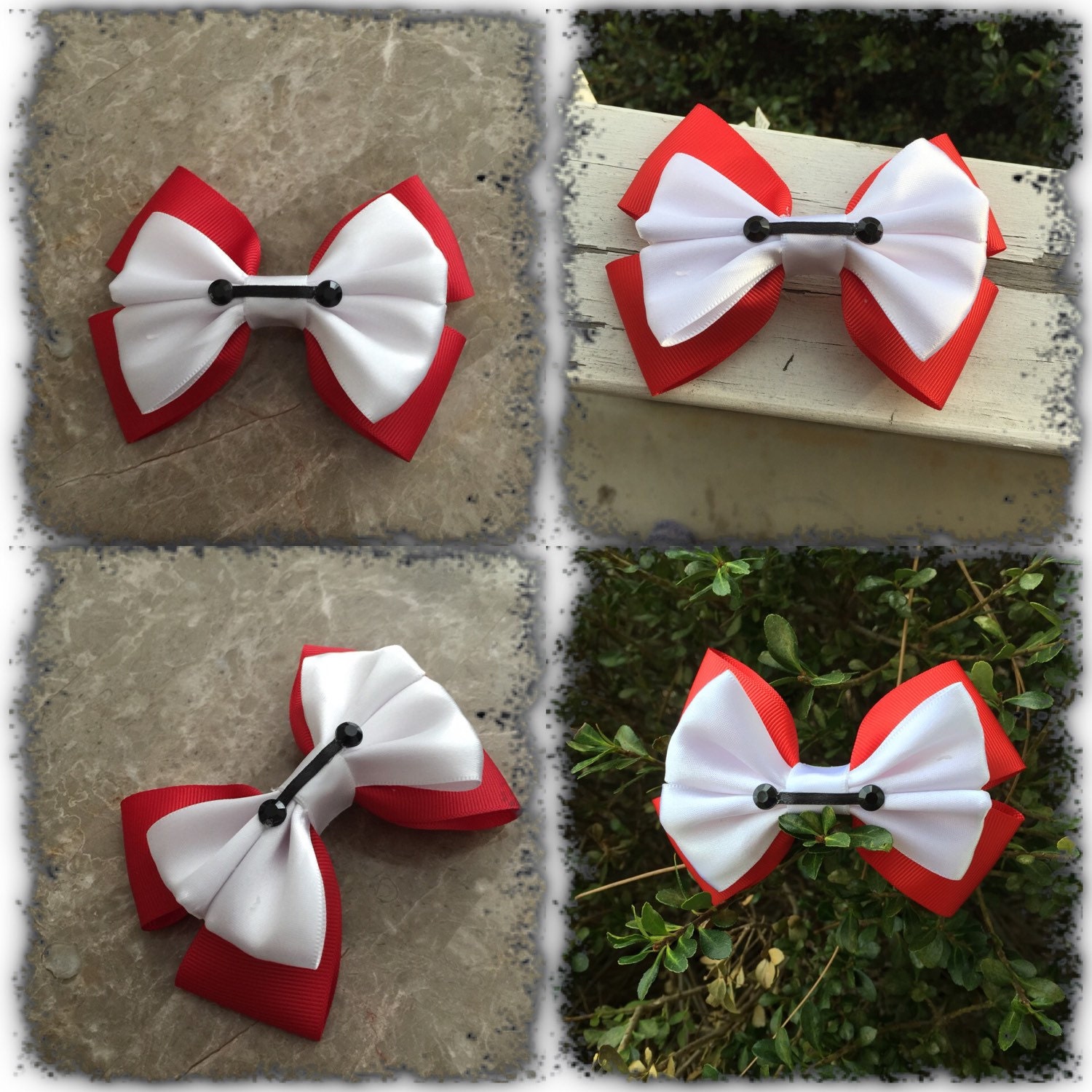 Marshmallow red battle version hair bow by Dreamloveandbows