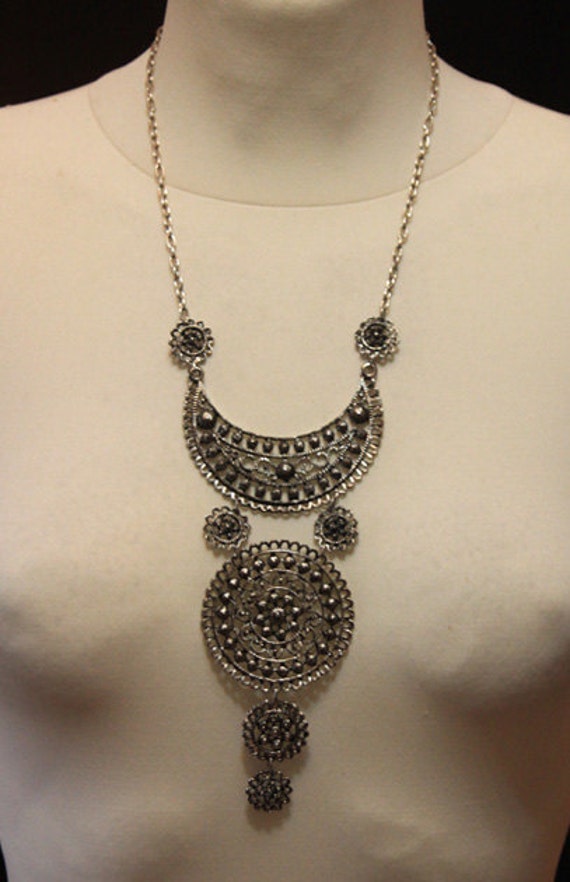 Moroccan silver necklace aged by hamuck on Etsy