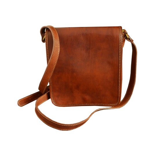 Small Leather Mens Messenger Bag On The Road by TimeResistance