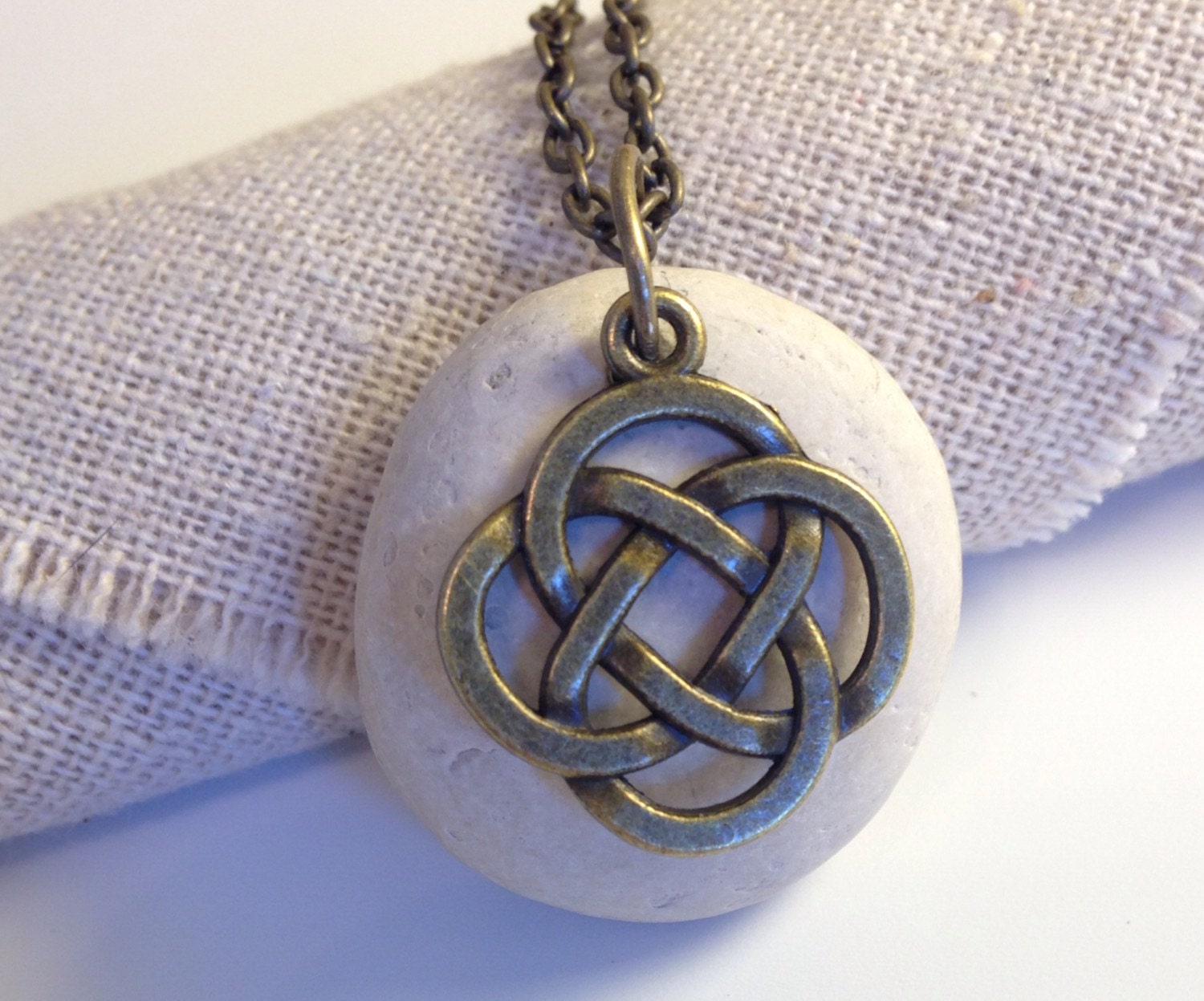 Lake Huron Rock Necklace with Celtic Knot by