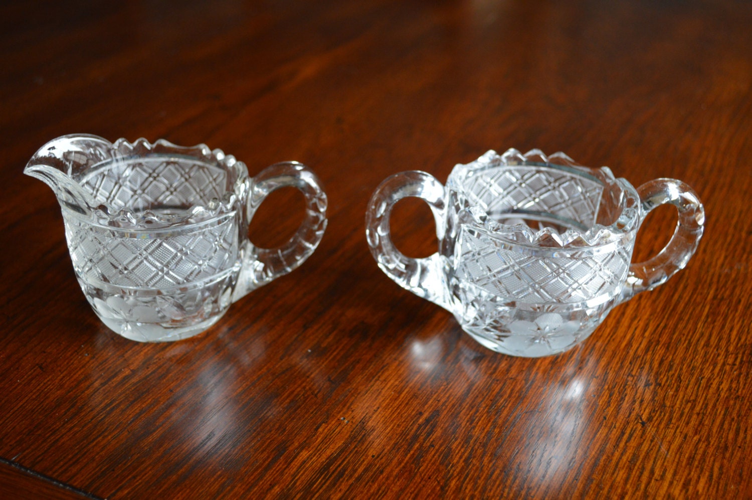 Vintage Crystal Cream And Sugar Set By Jazzhandsco On Etsy