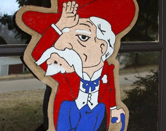 Fins Up Colonel Reb Burlap Door Hanger