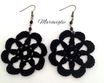 Crochet Earrings, Orecchini Uncinetto, 100% Cotton Thread, Handmade Jewelry
