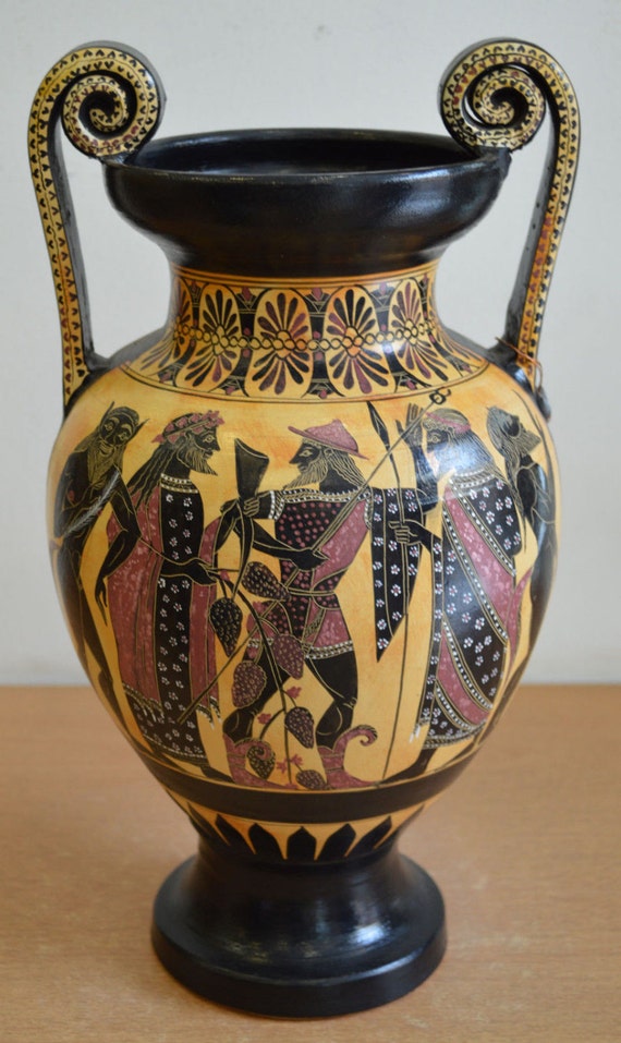 Dionysus Feast Ancient Greek Amphora Vase Museum Replica God of Wine