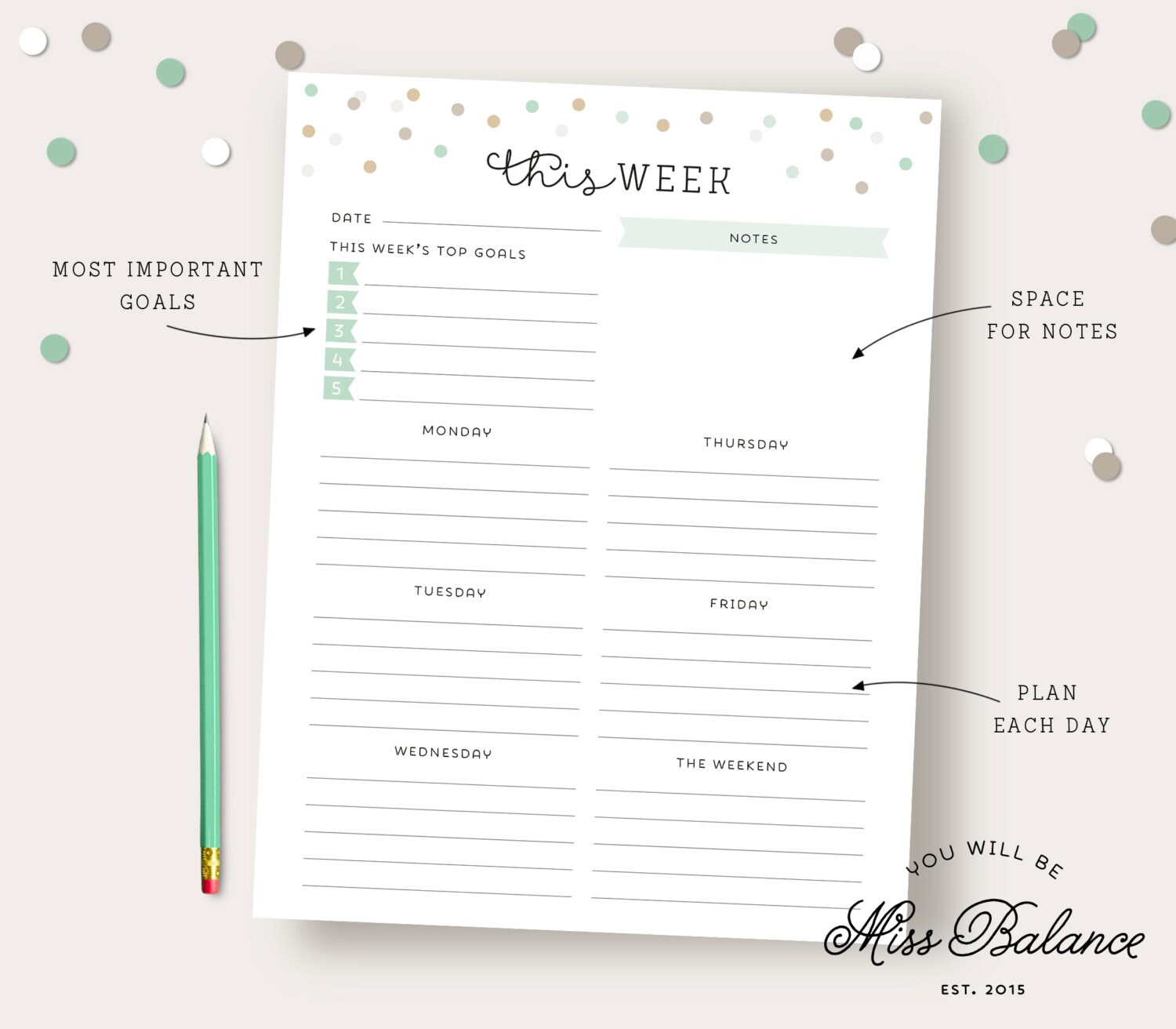 weekly planner printable to do list printable daily