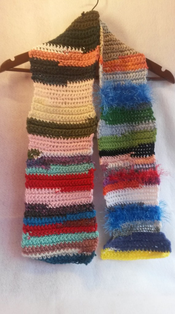 Crocheted Scrap Yarn Scarf One of a Kind by TheCrochetAnything