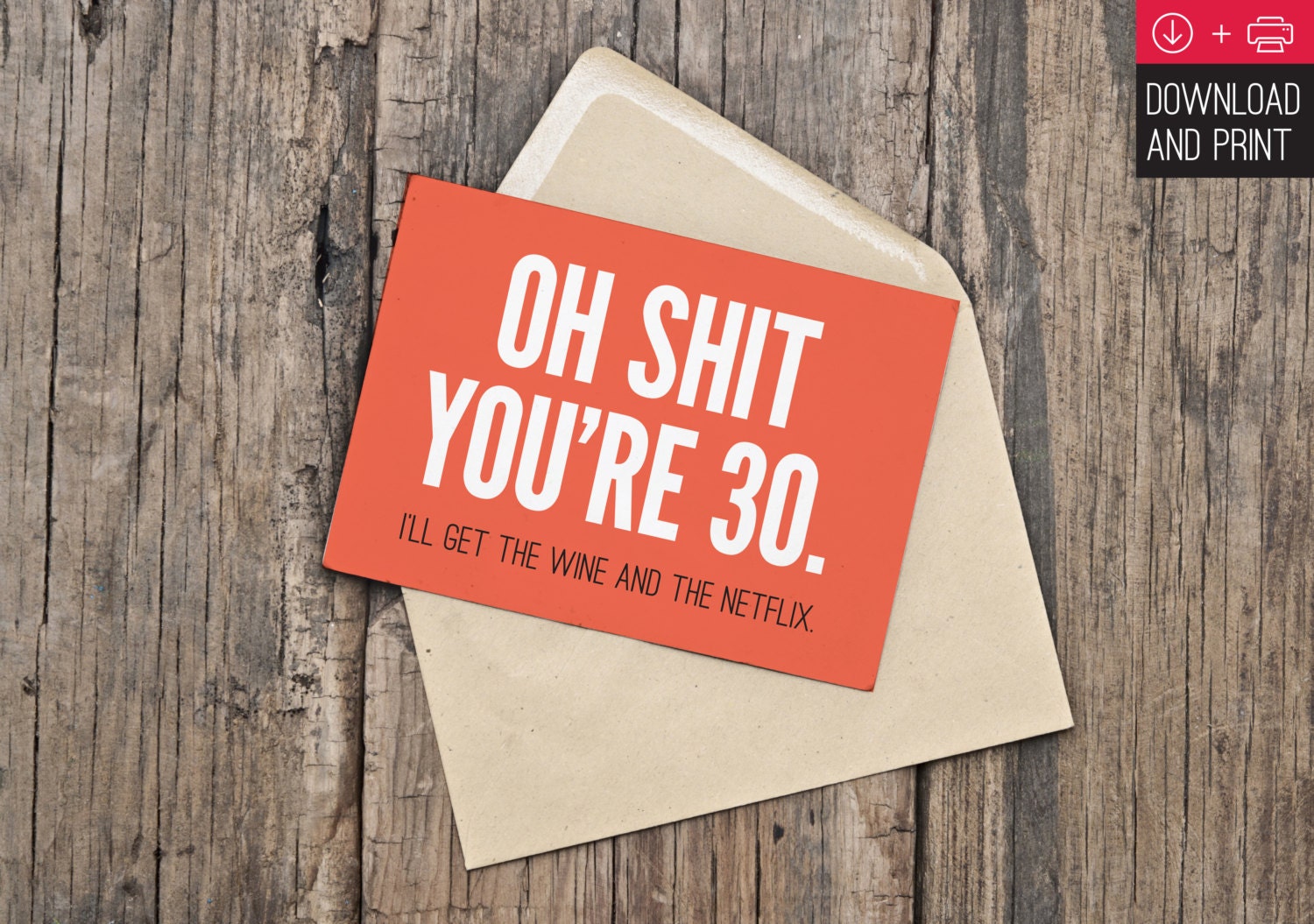 30th birthday card funny birthday instant download