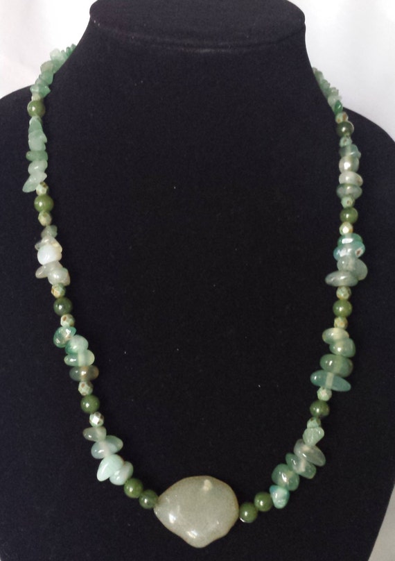 24 inch aventurine stone necklace by JewelryByPauletteF on Etsy