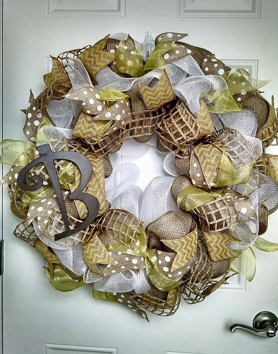 Items similar to deco mesh wreath Everyday wreath Wedding deco mesh