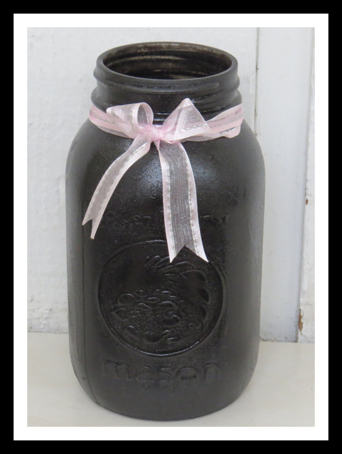 Mason jar mason jar decor black mason jar painted by ChippedPaints