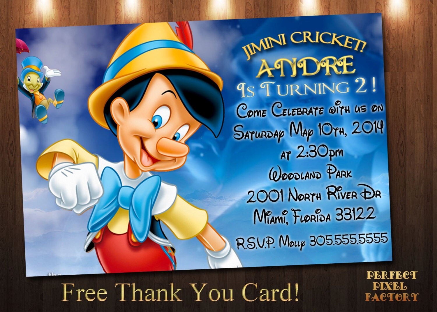 PINOCCHIO INVITATIONPinocchio Birthday PartyBoys Birthday