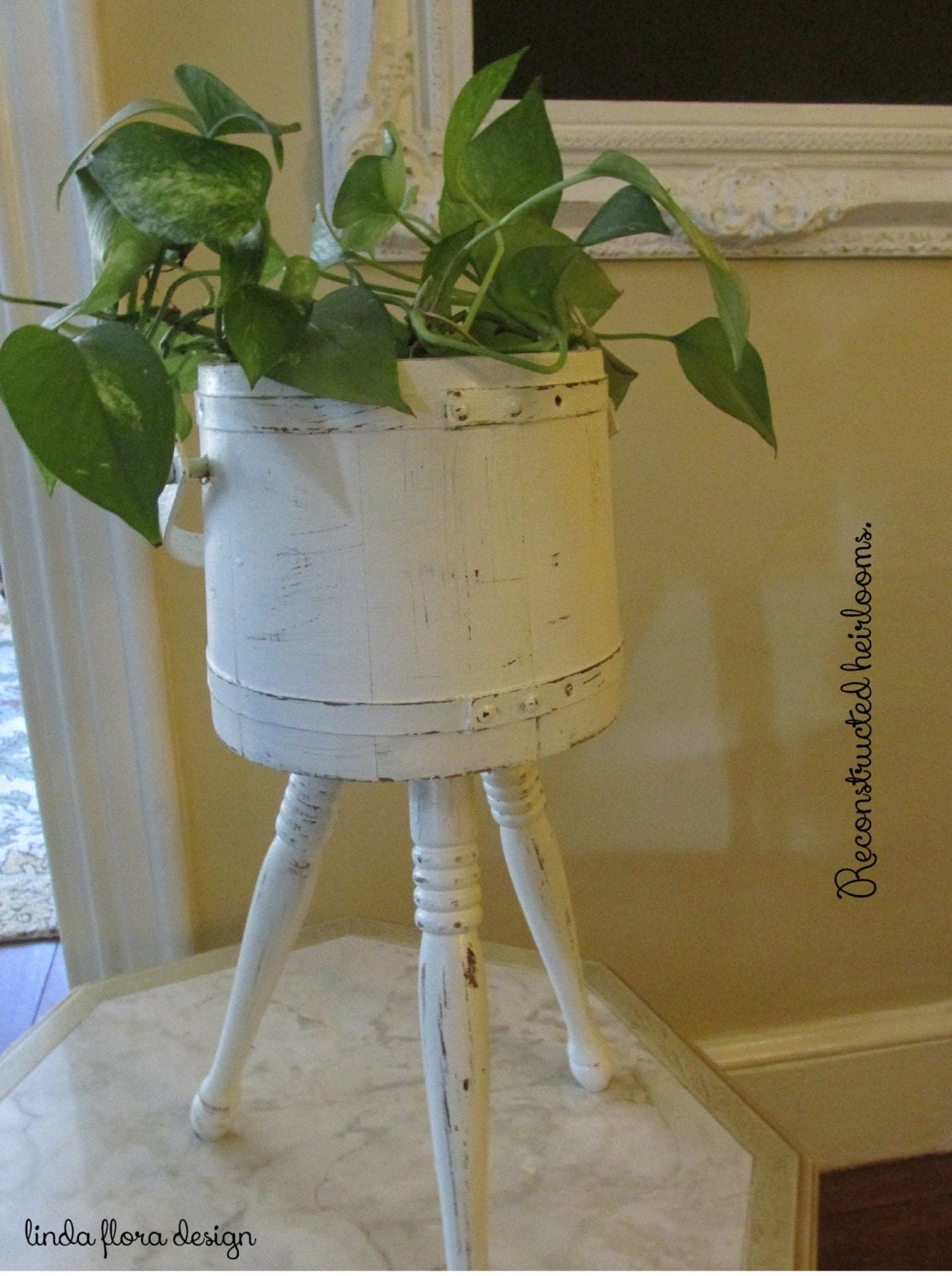 Shabby chic vintage planter. by lindafloradesign on Etsy