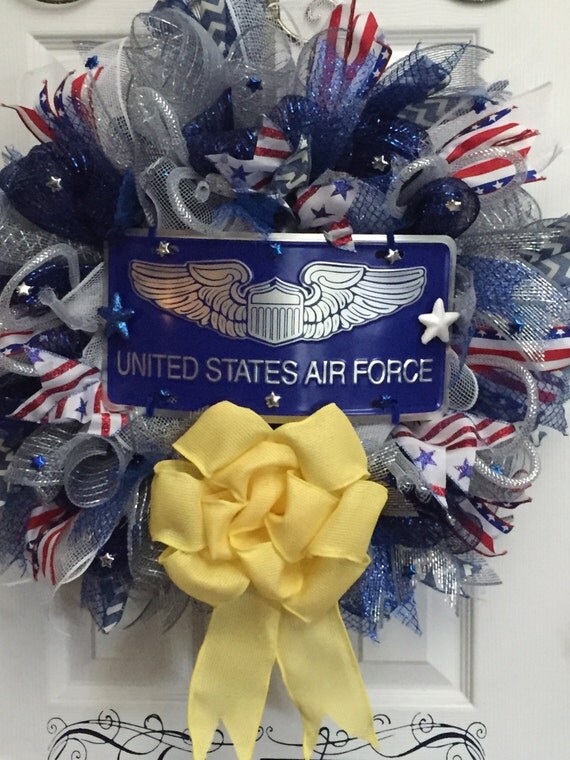 Air Force Deployment Yellow Ribbon Deco by SandstoneCustmWreath