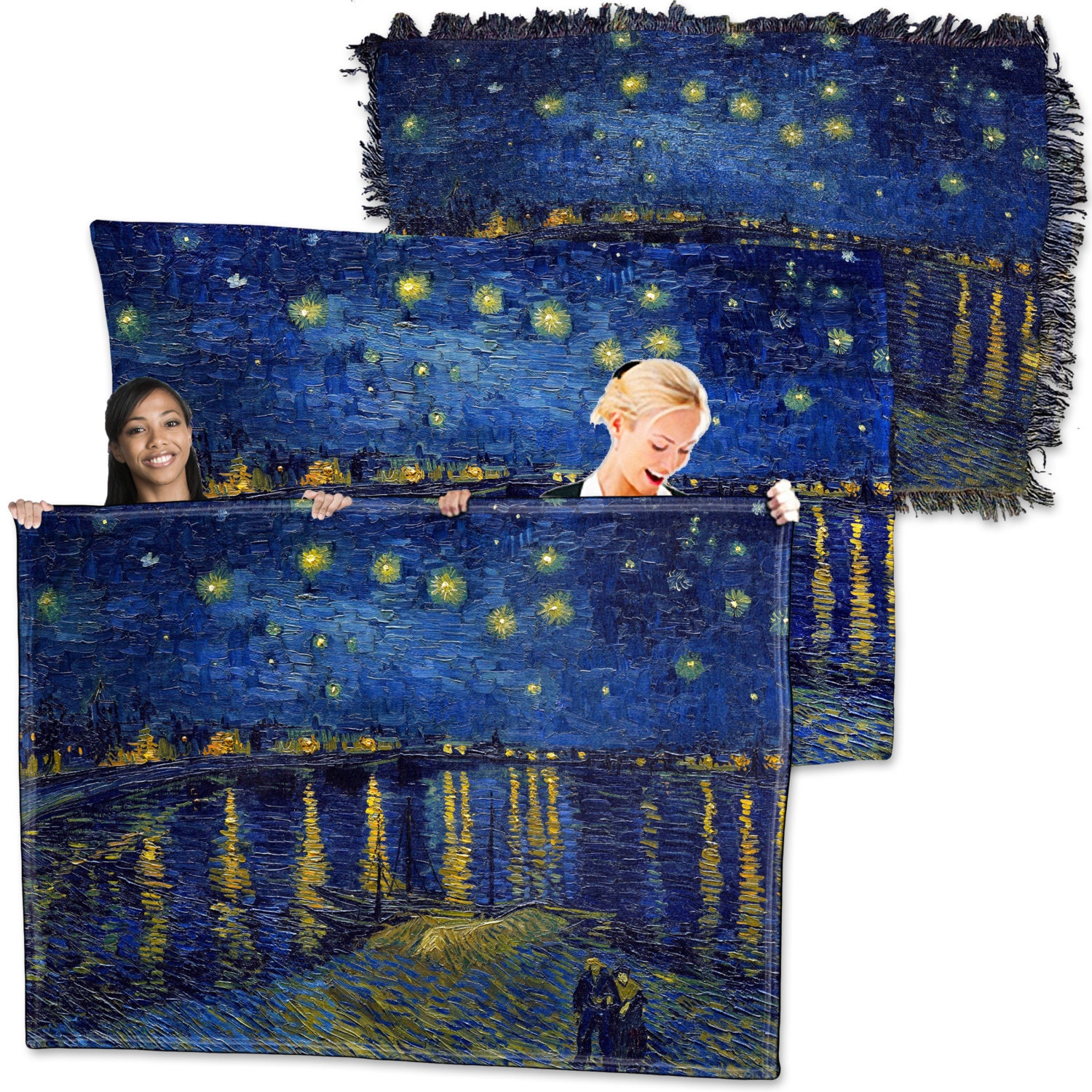 Vincent Van Gogh Starry Night Over The Rhone Throw Blanket