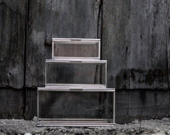 Set of 3 glass boxes | decorative handmade | for workspace and storage