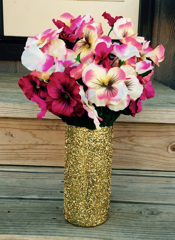 Gold Glitter Vase by BlissBridalWeddings on Etsy